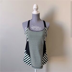 EUC Lululemon Women's Work It Out Criss Cross Tank Top Black/Mint Green